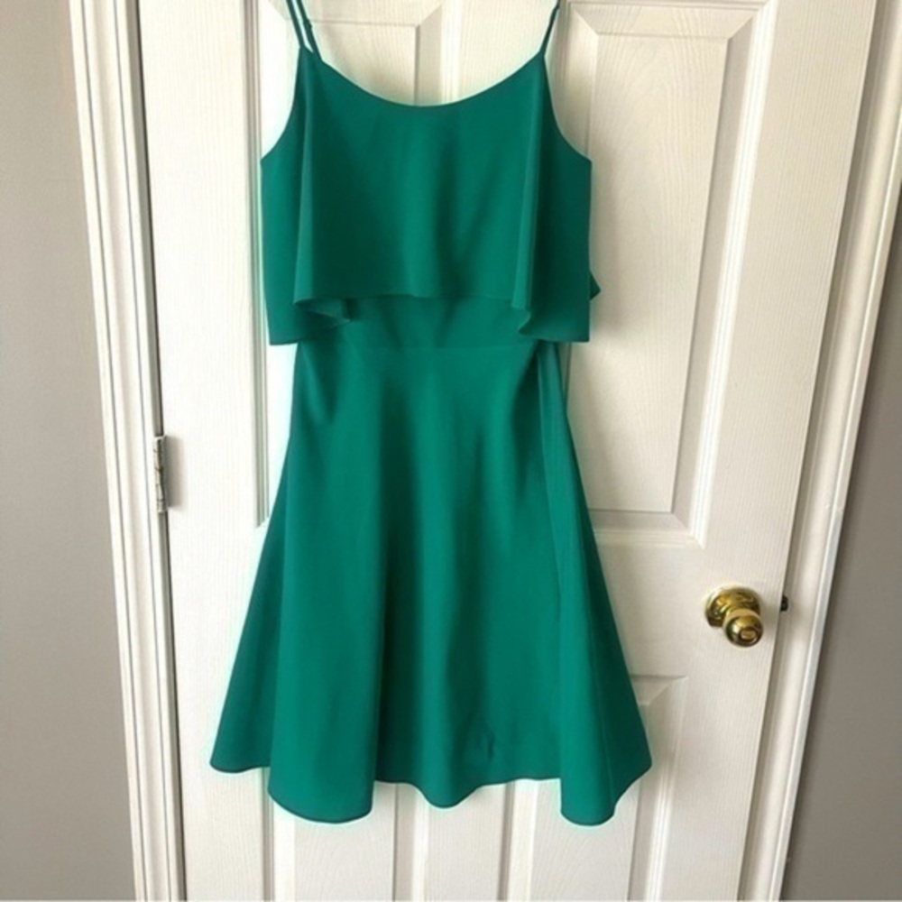 Ann Taylor green emerald cocktail party midi dress size 0